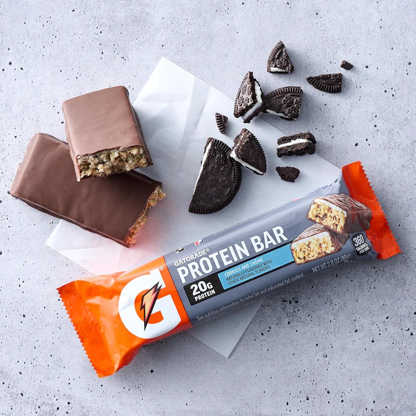 Whey Protein Bars, Cookies & Crème, 2.8 Oz Bars (Pack of 12, 20G of Protein per Bar)