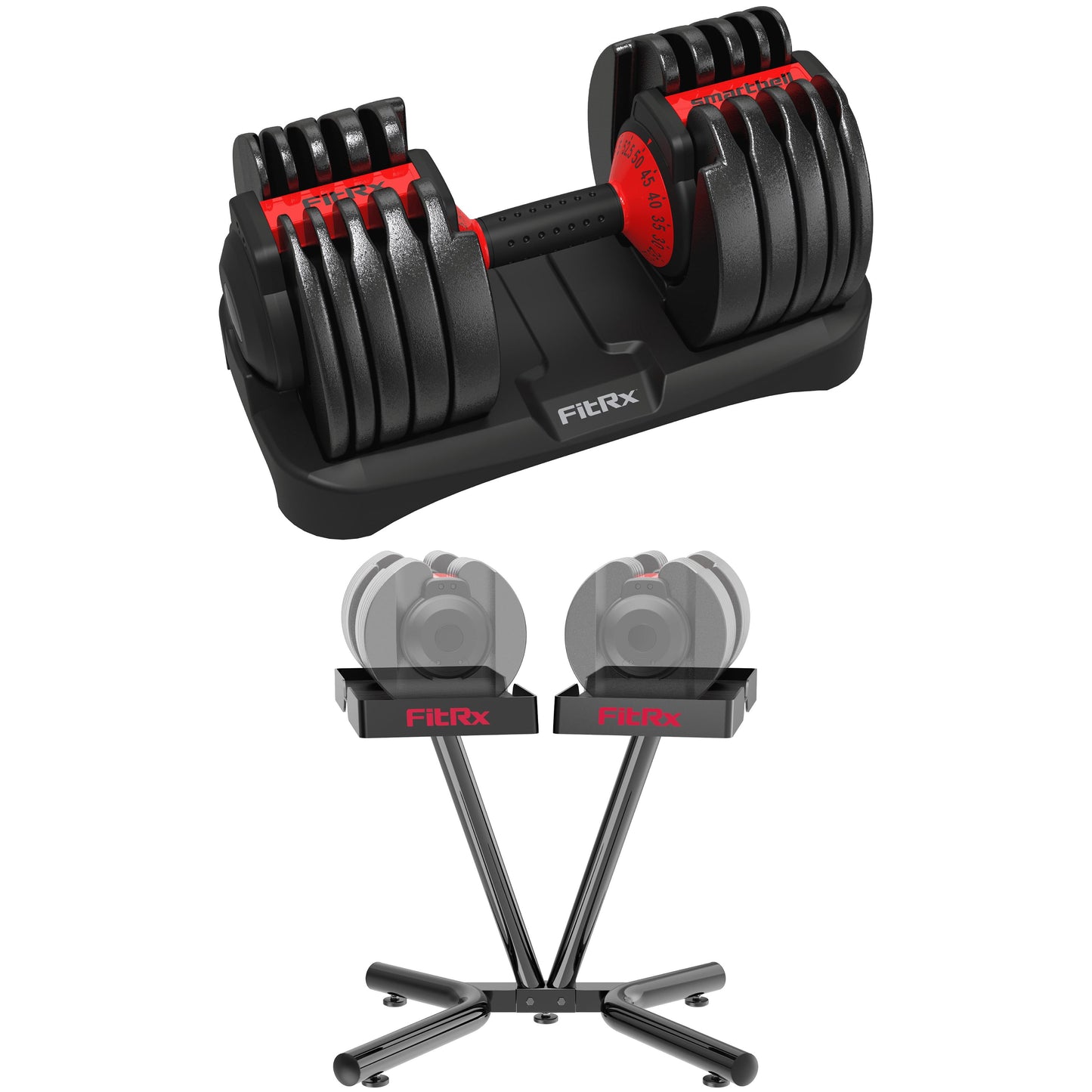 Smartrack and Smartbells Set, Dumbbell Weight Rack Stand with Two Quick-Select 5-52.5Lbs Adjustable Dumbbells