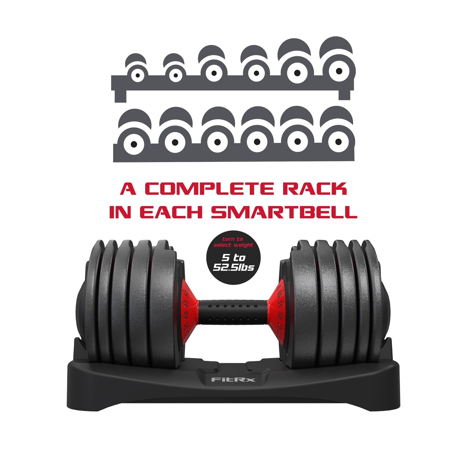 Smartrack and Smartbells Set, Dumbbell Weight Rack Stand with Two Quick-Select 5-52.5Lbs Adjustable Dumbbells